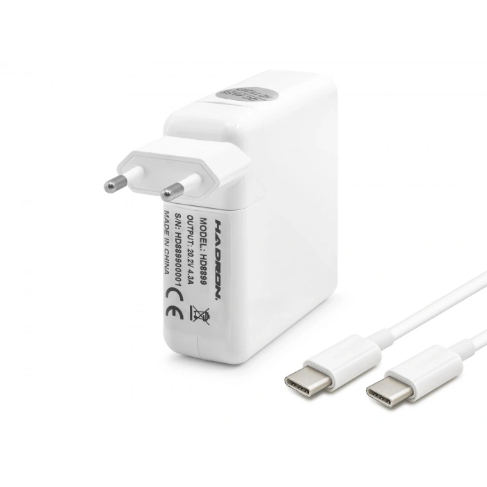 20.2V 4.3A 87W Laptop Adaptörü - Type-C - Apple Asus Dell Uyumlu - Beyaz HD8899