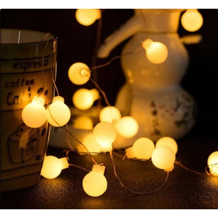 3 M 20 Led Beyaz Top Gün ışığı Pilli 2 Kademeli