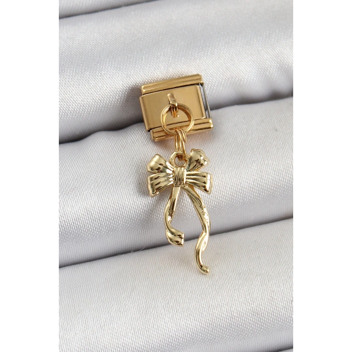 316L Çelik Sallantılı Uzun Fiyonk Model Gold Renk Nomination Charm
