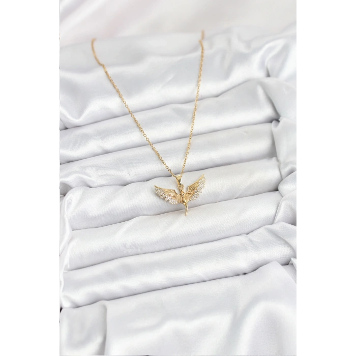 316L Çelik Zincir Gold Renk Melek Model Kadın Kolye
