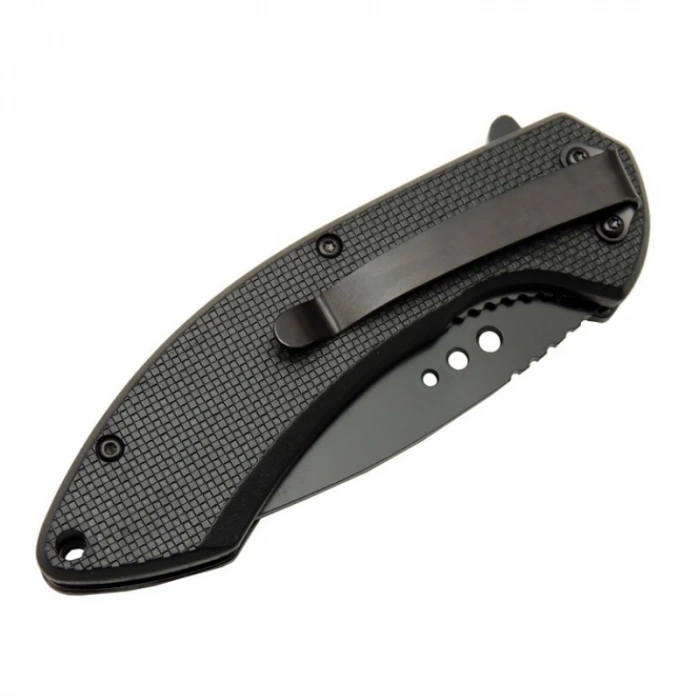 4215 Kırmızı Kamp Çakı 20cm- Yarı Otomatik, Oluklu