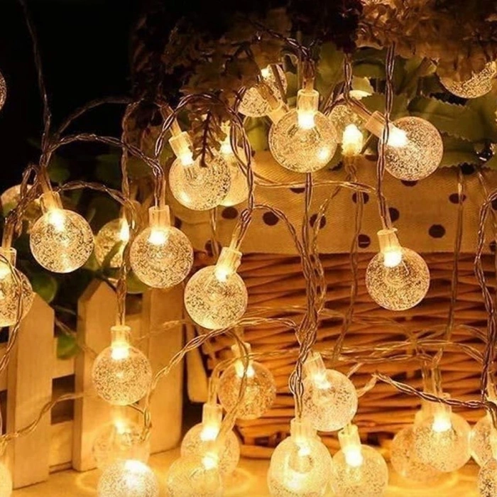 5M 28 Led Kristal Top Gün Işığı Şeffaf Kablo Fişli Eklemeli MZ-18-14