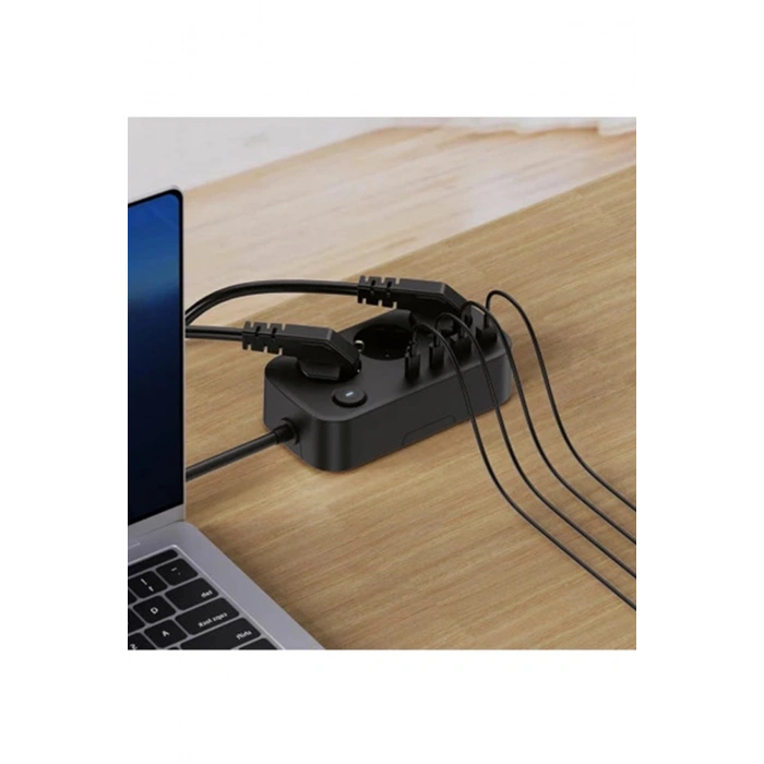 Akım Korumalı Priz 2 Usb + 2 Type-c Girişli 2 Metre Kablosu Anahtarlı Ve Duvara Monte Edilebilir