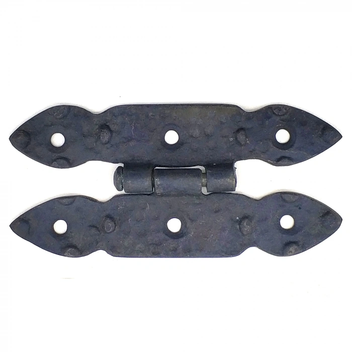 Antika Tarz Dekoratif Pirinç Düğmeli Menteşe - 117x57 mm, Oksit