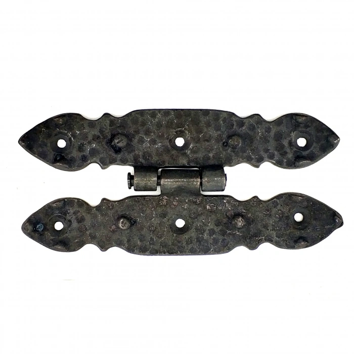 Antika Tarz Dekoratif Pirinç Düğmeli Menteşe - 142x69 Mm, Oksit