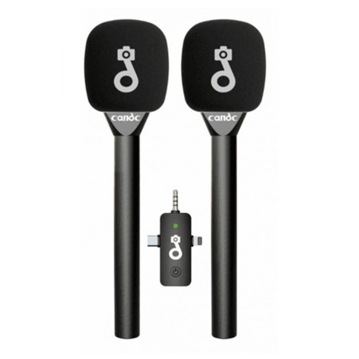 Çift Mikrofonlu Profosyonel Kablosuz Yüksek Kaliteli Ses Kaydı Röportaj Mikrofonu