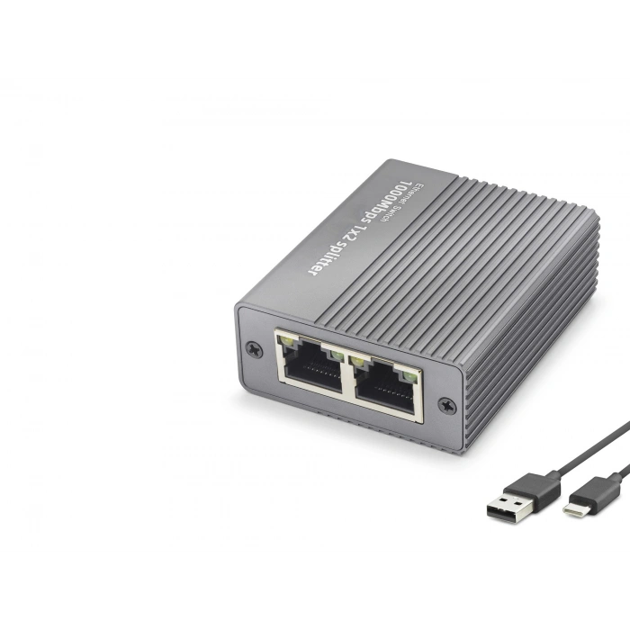 Gigabit Ethernet Switch 3 Port Type-C Güç Girişli - Siyah HDX1412
