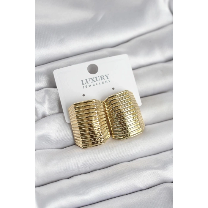 Gold Renk Pirinç Vintage Esintili Statement Küpe