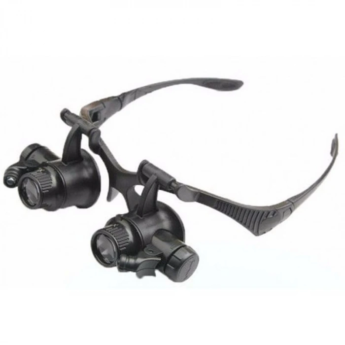 Gözlük Modeli 10X 15X 20X 25X Lens 2 Led Işıklı Büyüteç 9892G