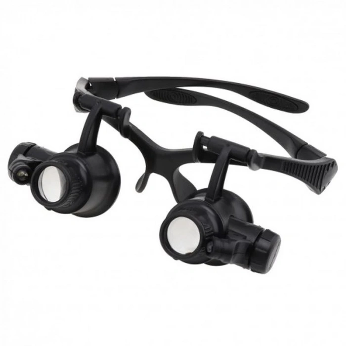 Gözlük Modeli 10X 15X 20X 25X Lens 2 Led Işıklı Büyüteç 9892G