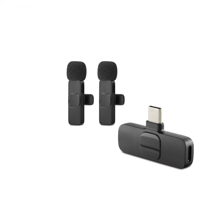 Kablosuz Çift Mikrofon Type-C Siyah HDX2788