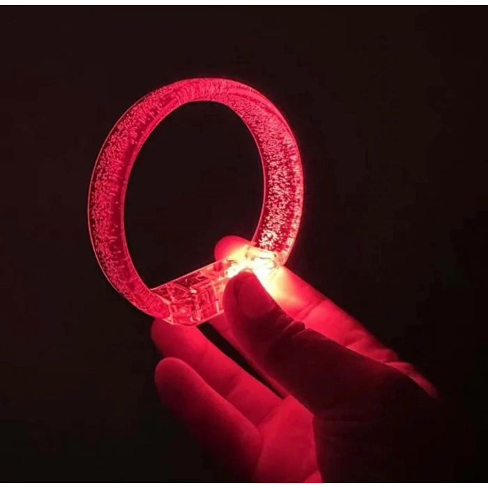 Kırmızı Led Işıklı Baskı Yapılabilen Pilli Bileklik Bilezik 1,5 cm Genişlik