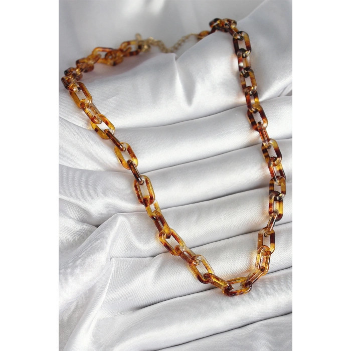 Leopar Desenli Mika Zincir Kadın Kolye