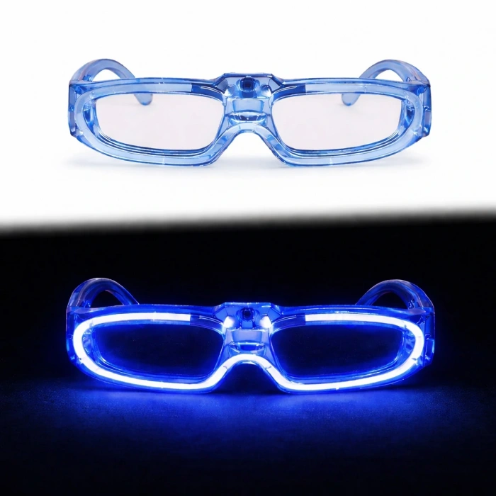 Mavi LED Işıklı Parti Gözlüğü 3 Modlu – Glow & Gece Eğlence Gözlüğü