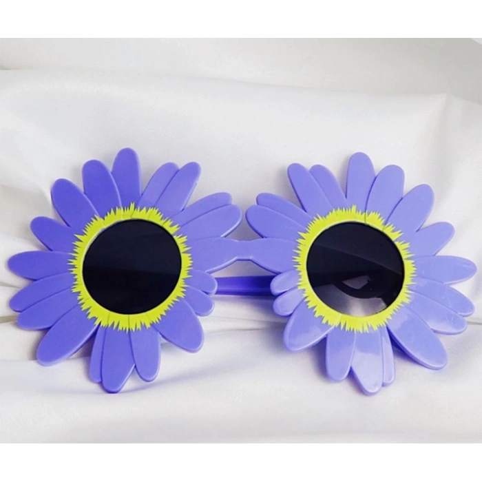 Mor Renk Papatya Şekilli Parti Gözlüğü 18x10 cm