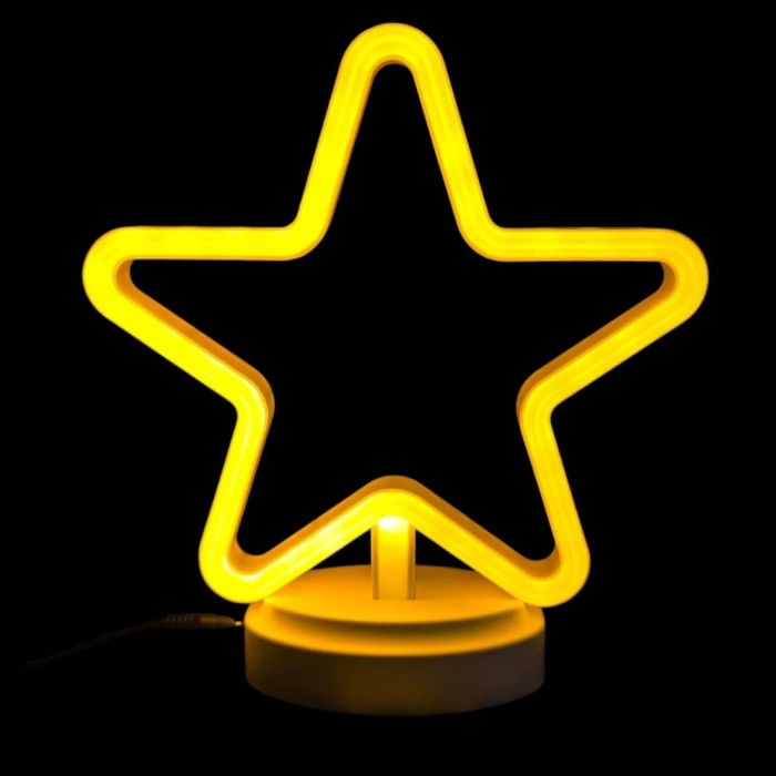 Neon Işıklı Yıldız Masa Gece Lambası Pil ve Usb