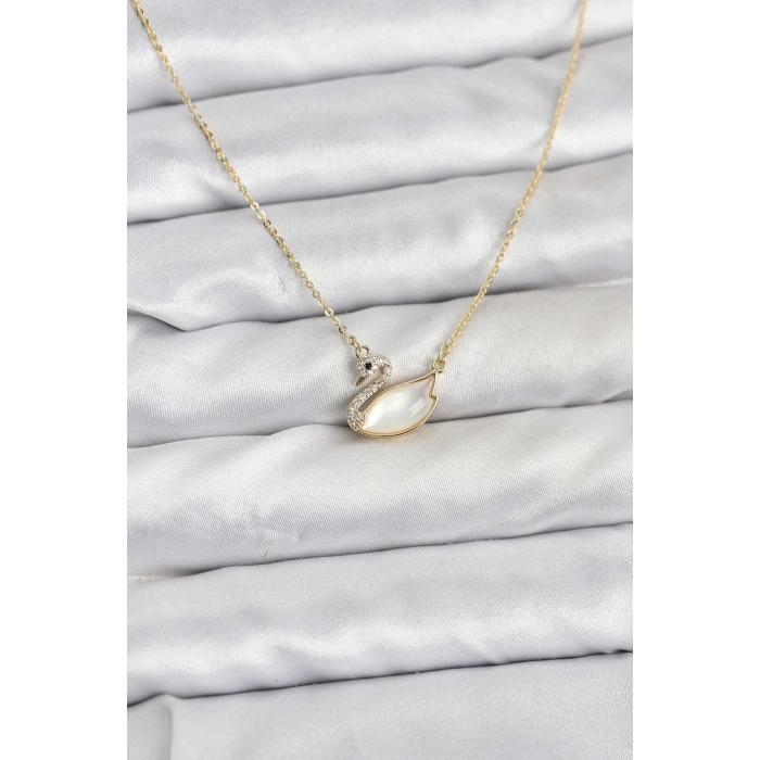 Pirinç Gold Renk Kuğu Model Kadın Kolye