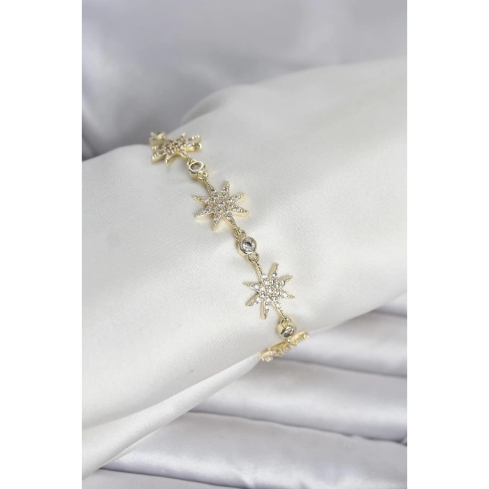 Pirinç Gold Renk Kutup Yıldızı Model Kadın Bileklik