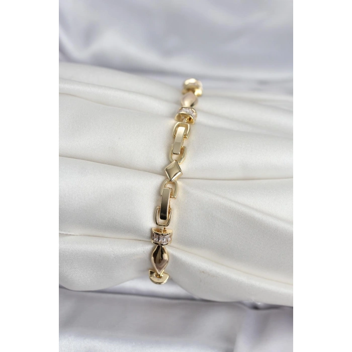 Pirinç Gold Renk Sütun Model Kadın Bileklik