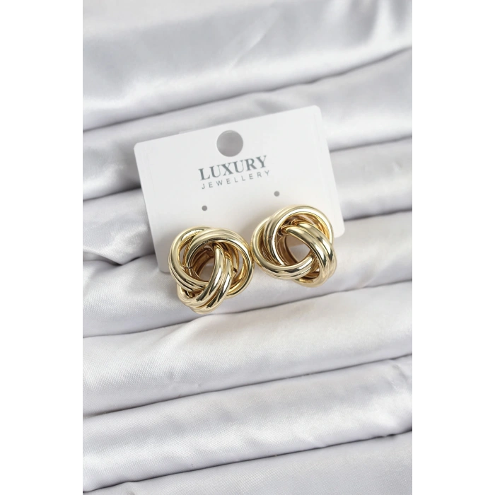 Pirinç Gold Renk Vintage Sarmal Model Kadın Küpe