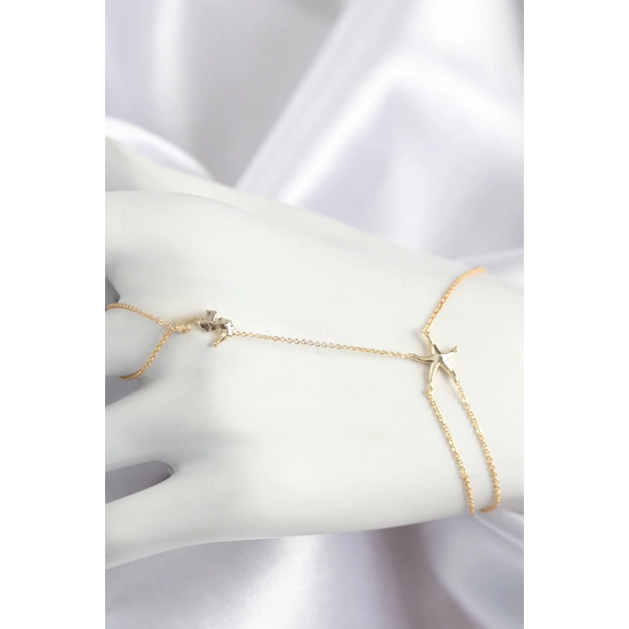 Pirinç Zirkon Taşlı Deniz Atı Ve Yıldız Model Gold Renk Şahmeran