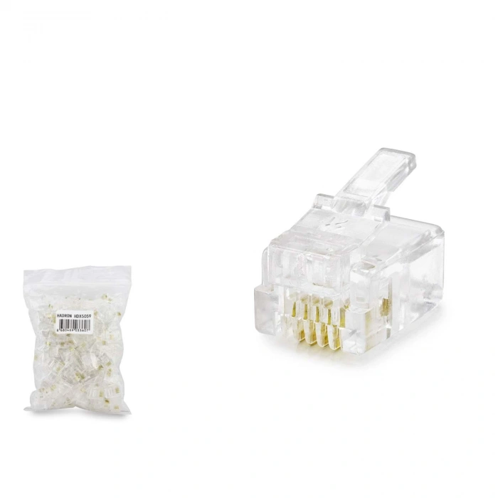 Rj11 Konnektör 4Pın Telefon 100Lü Paket Şeffaf HDX5059