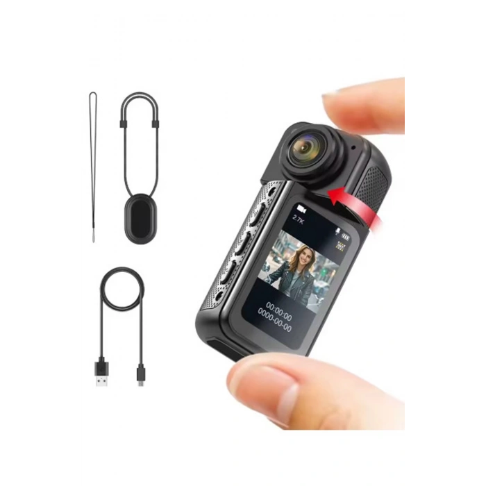 S70 Mıknatıslı Yaka Kamerası Hd Kalite, 30 Fps, Kolay Bağlantı, Boyun Askısı 2.7k Siyah