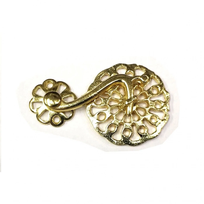 Sarı 50 Adet Zamak Çengel Kilit 56x33 mm - Yuvarlak, Karşılıklı Mobilya, Dolap, Sandık, Kutu, Kapak Çengel Kilidi