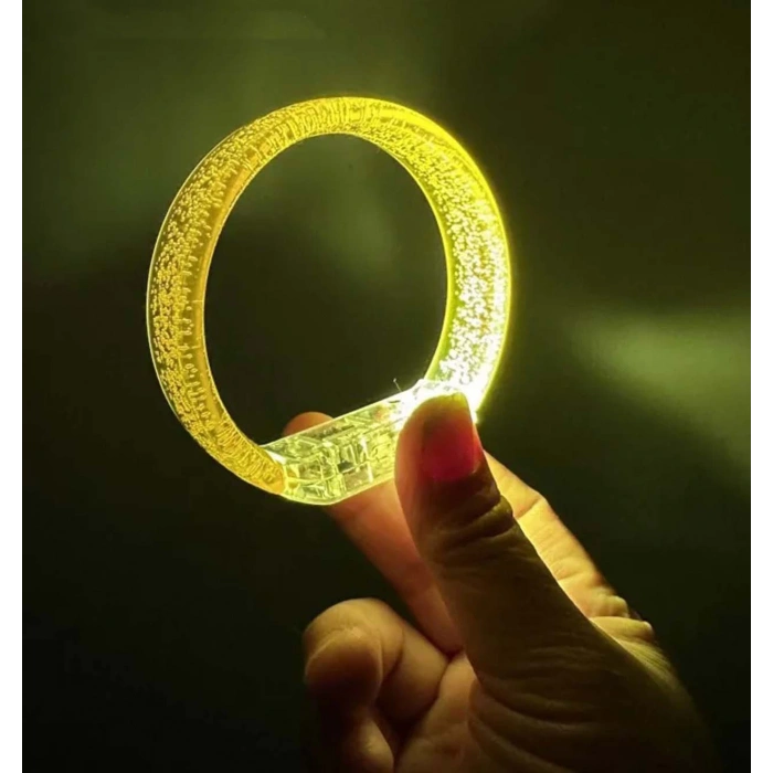 Sarı Led Işıklı Baskı Yapılabilen Pilli Bileklik Bilezik 1,5 cm Genişlik