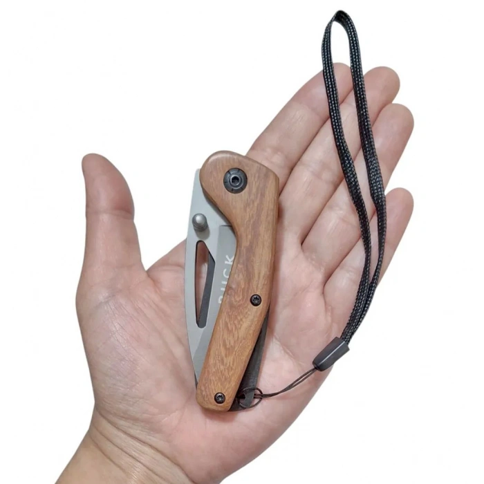 Taktik Çakı Küçük Paslanmaz Çelik Ahşap Sap 15 Cm