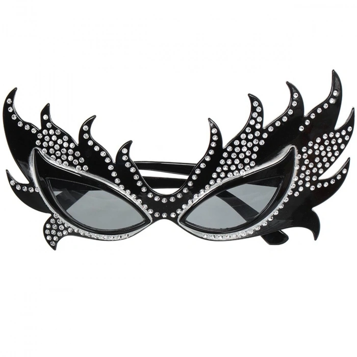 Taşlı Göz Kamaştıran Gecenin Yıldızı Siyah Parti Alev Gözlük