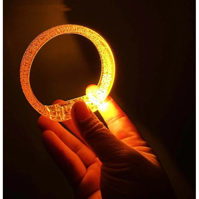 Turuncu Led Işıklı Baskı Yapılabilen Pilli Bileklik Bilezik 1,5 cm Genişlik