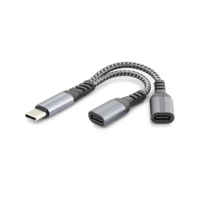 Type-C To 2 x Type-C F Kablo Car Şarj Siyah GJ-015