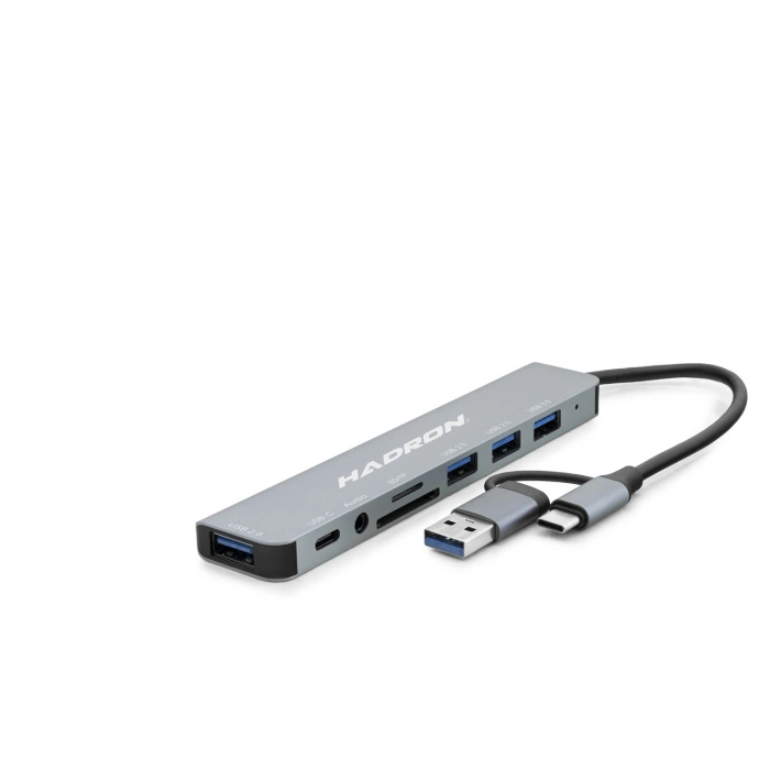 Usb 3.0 & Type-C Combo Hub Audio Kart Okuyucu 8 Port - Gri HDX7828