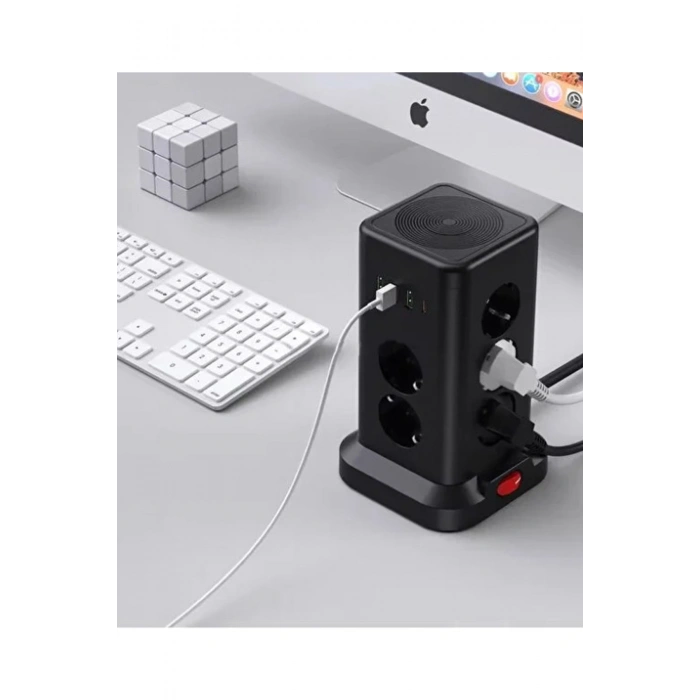 Wp711 Akım Korumalı Priz Kablosuz Şarj İstasyonu 11x Soket 3x Usb 1xtype-c Kablolu Grup Priz