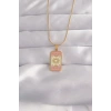 316L Çelik Gold Renk Karışık Mineli Ay Figür Tarot Kolye