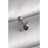 316L Çelik Gümüş Renk Mavi Zirkon Taşlı Tragus Piercing