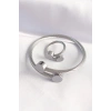 316L Çelik Gümüş Renk Oval Aksesuarlı Burgu Model Bileklik ve Yüzük Kombini