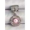 316L Çelik Gümüş Renk Sallantı Zirkon Taşlı Pembe Göz Model Nomination Charm