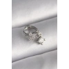 316L Çelik Gümüş Renk Zirkon Taşlı Çiçek Model Sallantı Detay Tragus Piercing
