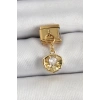 316L Çelik Sallantılı Zirkon Taşlı İstiridye Model Gold Renk Nomination Charm