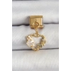 316L Çelik Sallantılı Zirkon Taşlı Kalp Model Gold Renk Nomination Charm