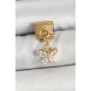 316L Çelik Sallantılı Zirkon Taşlı Kelebek Model Gold Renk Nomination Charm