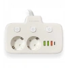 Akım Korumalı 2’li Ayrı Anahtarlı Priz, 2x Priz, 3x Usb, 1x Type-c, 2 Mt Kablo, Hızlı Şarj