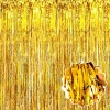 Altın Gold Renk Ekstra Metalize Parlak Saçaklı Arka Fon Perde İthal 1x2 Metre