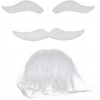 Beyaz Renk Kendinden Yapışkanlı Takma Sakal Bıyık ve Kaş Seti