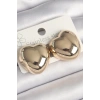 Pirinç Gold Renk Bombe Kalp Model Kadın Küpe