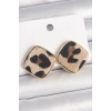 Pirinç Gold Renk Kare Leopar Model Kadın Küpe
