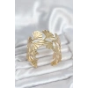 Pirinç Gold Renk Levha Yelpaze Model Kadın Bileklik