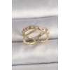 Pirinç Gold Renk Zirkon Taşlı Ayarlanabilir Kadın Yüzük